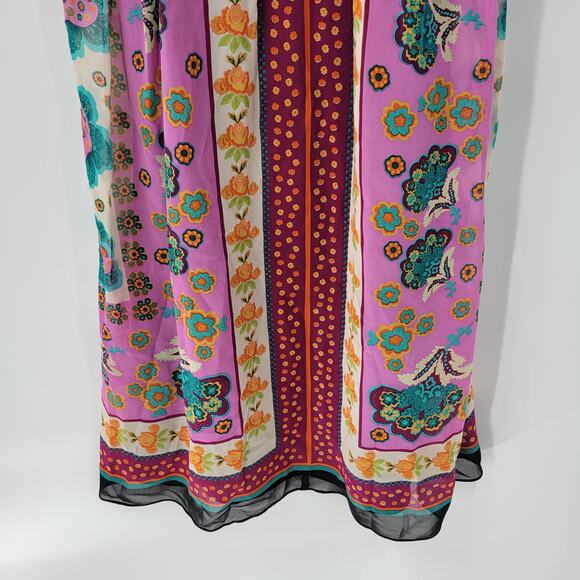 Suzi Chin Maggy Boutique Womens Dress 8 Silk Floral Halter Tie Neck Open Back - Picture 9 of 13